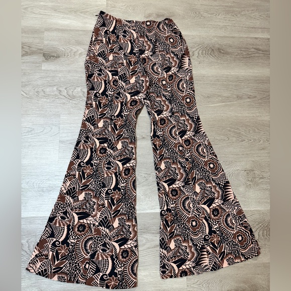 Anthropologie Black and Brown Patterned Flare Pants - Picture 3 of 8